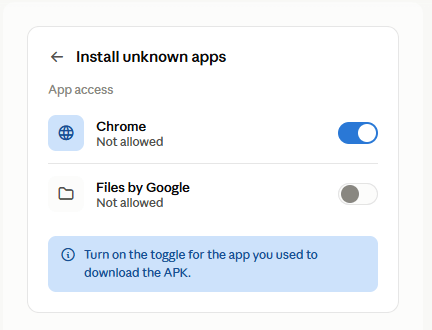 enable the installation permission